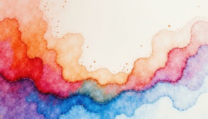 Obraz premium Abstract Watercolor Landscape, Concept of Serene Nature and Tranquil Atmosphere. Colorful Fluid Paint Texture Background for Design, Summer, Spring, and Relaxation.