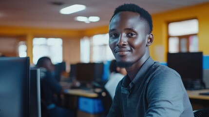 African entrepreneur integrating productivity hacks at a tech hub in Nairobi, Kenya
