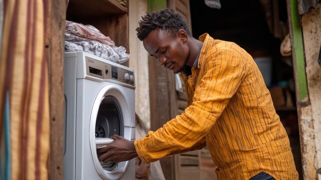 African man buying pet-friendly appliances for his home in Nairobi, Kenya