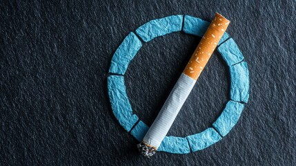 A person quitting smoking as part of a habit change to reduce the risk of lung disease, with a motivational message in the background.