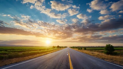 Fototapeta premium Desert road leading straight into the distance.