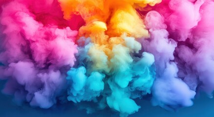 Fototapeta premium Vibrant Colorful Smoke Cloud in Shades of Pink, Purple, Blue, and Yellow Creating a Dreamy Abstract Background for Artistic and Creative Projects