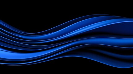 Obraz premium A vibrant blue wave design on a black background, creating a smooth and modern aesthetic, Ideal for use in technology, branding, or abstract art projects,