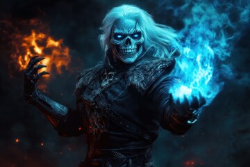 Skeleton with Blue Fire