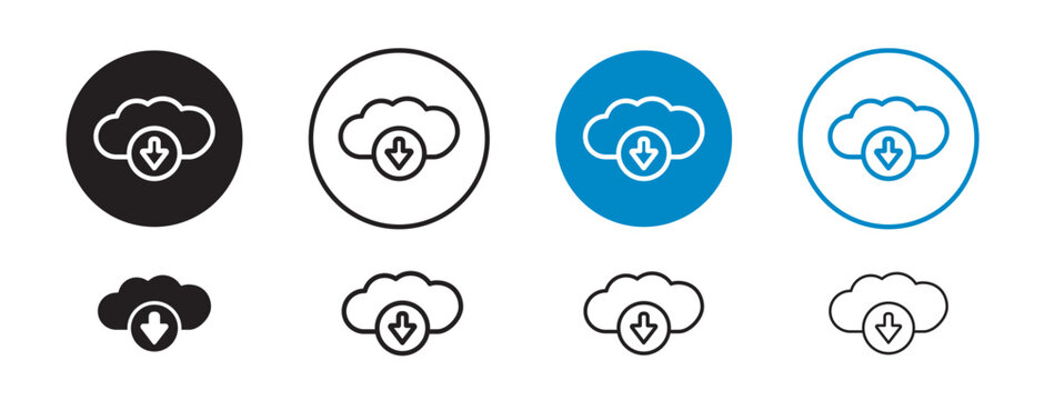 Set of 8 "Download from cloud" icons 1 unexpanded vector, 1 silhouette - download data from cloud storage