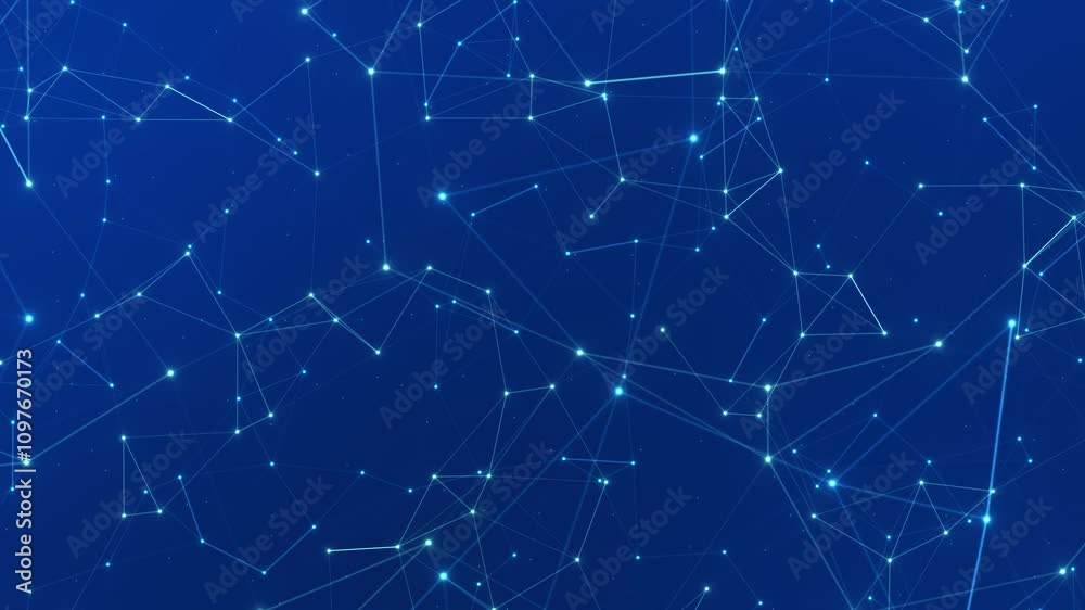 Poster Connection web sparkling plexus bright blue animation background