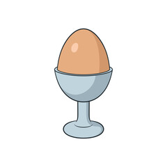 Color illustration boiled egg on a stand. Vector graphics. Stylized image is made for printing, banner, sticker, cover.
