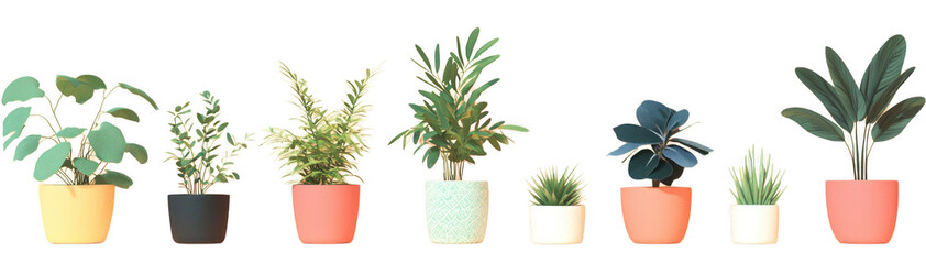 Stylish plant arrangement with ceramic pots in pastel colors, showcasing various greenery that adds fresh and vibrant touch to any space
