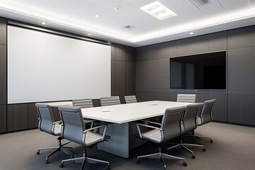 Blank digital display mounted in office