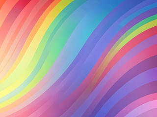 A vibrant, abstract composition featuring curved rainbow stripes, a soothing, pastel pattern with gentle, curved lines.