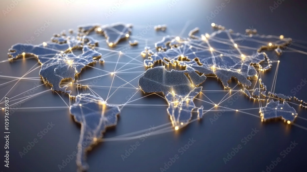 Aufkleber A globe with a network of lines connecting it