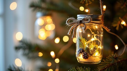 Magical Christmas Tree Jar Decoration with Lights
