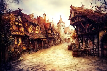 Obraz premium Realistic sketch capturing the essence of the Middle Ages.
