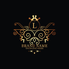 creative  new latter l logo design  and latter  initial logo. l monogram latter logo , golden  new l logo design with black color ,new template design