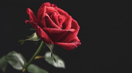 Lush Red Rose With Detailed Petals And Vibrant Green Stem On Transparent Background  Elegant Romantic And Luxurious Floral Design Perfect For Weddings Anniversaries Valentines Day Or Any Occasion