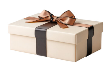 Elegant gift box with brown ribbon and bow