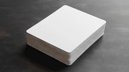 A neatly stacked deck of blank playing cards on a dark surface, perfect for customization and creative games.