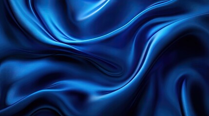 Obraz premium Luxurious deep blue satin fabric gracefully draped, creating elegant folds and a soft sheen.