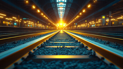 Obraz premium complex railway tracks with switches and interchanges showcasing a network of routes representing choices direction and the complexity of decision-making paths in life's journey transportation