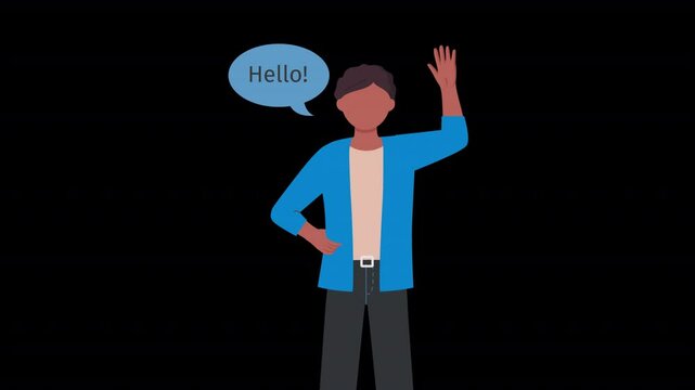 Man Greting With Waving Hand Animation HD On Alpha