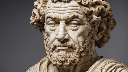 Fototapeta premium Detailed Marble Sculpture of an Old Stoic Philosopher