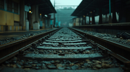 Obraz premium complex railway tracks with switches and interchanges showcasing a network of routes representing choices direction and the complexity of decision-making paths in life's journey transportation