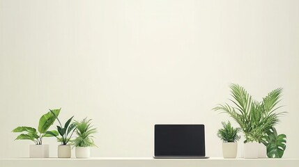 Cozy Home Office Setup with Decorative Plants