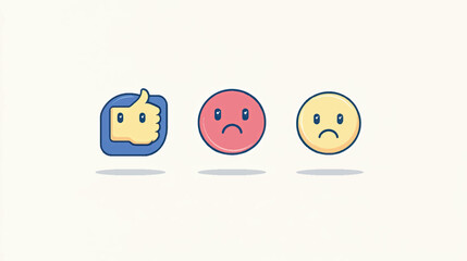 Feedback icons like, unhappy, sad.