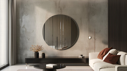 a mirror in living room