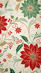Fototapeta premium Abstract floral christmas wallpaper background illustration .