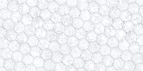 Abstract background 3d hexagon pattern with grunge wall effect white, gray texture. futuristic geometry pattern honeycomb mosaic white texture design. hexagon minimalist mesh cell texture design.