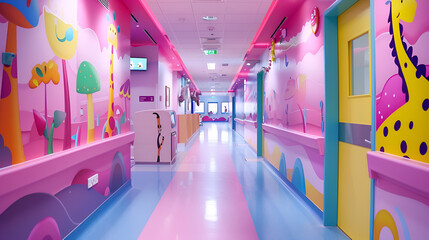 a colourful hospital coridoor