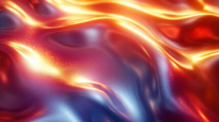 Obraz premium Vibrant liquid metal texture with iridescent abstract waves