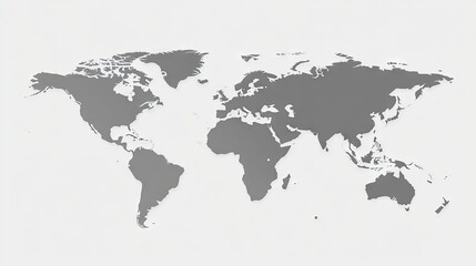 A minimalist grayscale map of the world, highlighting geographic features and continents without excessive detail.