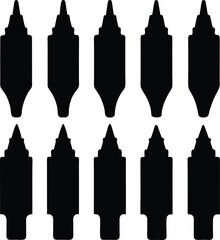 Black Silhouette Vector Illustration of Art Deco Style Buildings: Architectural Design Elements for Graphic Design & Creative Projects