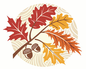 Autumn Oak Leaves and Acorns Seamless Pattern Design