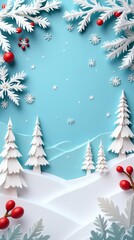 Fototapeta premium Whimsical Winter Wonderland: A Paper Cut Fantasy