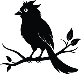 Obraz premium puffback animal in branch black color silhouette vector