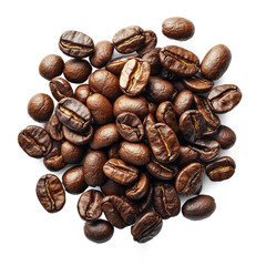 Obraz premium Freshly Roasted Coffee Beans on White Spoon with Dark Background