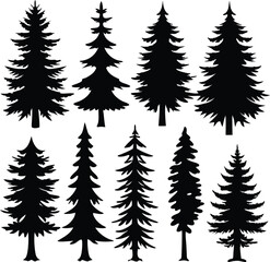 Fototapeta premium Set consistent dancing pine black color silhouette vector 