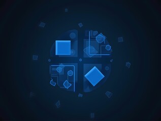 Fototapeta premium Abstract geometric blocks on black background, 3d rendering