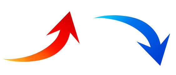 矢印　セット　上下　上向き　下向き　アップ　ダウン　素材　あしらい　パーツ　飾り　上昇　増加　伸びる　値上がり　下がる　減少　低下　値下げ　成績　業績　学力　価格　物価　売上　株式　資産　景気　マーケット　営業　貯金　支払い　費用　給料　up     down