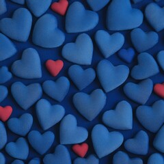 Obraz premium Blue and red hearts pattern background.