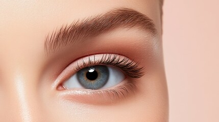 Obraz premium A woman with long eyelashes and a light brown eyebrow
