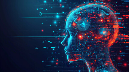 "AI Brain: Humanoid Head Analyzing Big Data and Information"