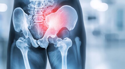 Detailed x-ray image of hip joint medical environment healthcare concept