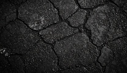 Obraz premium 黒くひび割れた地面のテクスチャーが印象的な風景