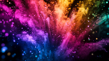 Fototapeta premium Colorful explosion of powder creates vibrant display in abstract art