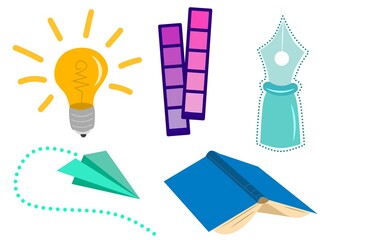 background design element illustration isolated on white background with theme of education or idea of ​​inspiration and imagination