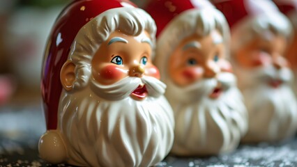 Vintage Santa Head Cookie Jars, Retro Christmas Home Decor